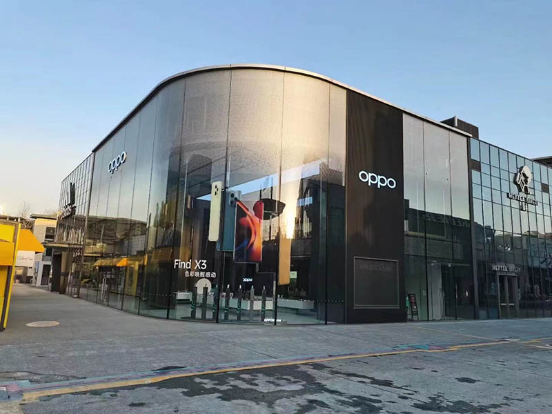 五棵松OPPO店，Uv定制圓點裝飾膜施工案例